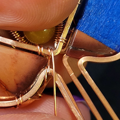 Jennifer Brooks's Rosy Maple Moth Pendant - , Contemporary Wire Jewelry, Lashing, Wire Lashing, Wire Wrapping, Wrapping, Wire Wrapping Jewelry, rosy maple moth pendant